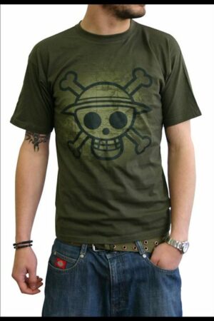 ONE PIECE SKULL W MAP T/S KAKI L